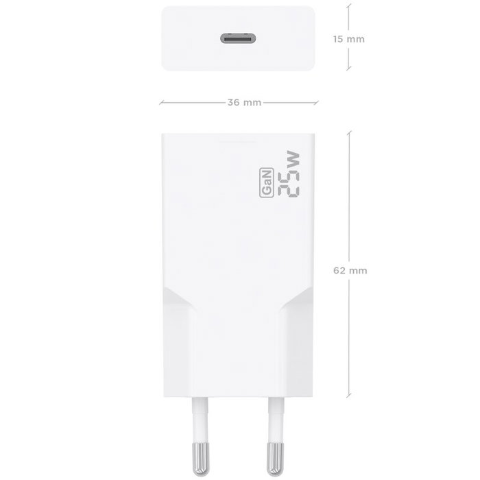 AISENS Cargador GaN Ultra Delgado 25W 1xUSB-C Blanco A110-0999